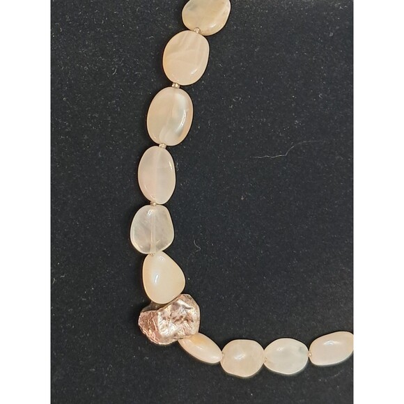 NWT Peyote Bird Agate Quartz Beads Silver Nugget Gemstone Chunky Necklace 17-20" - Picture 5 of 13